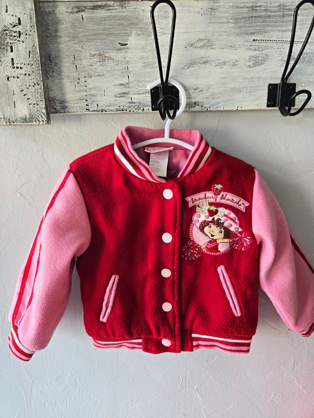 2005 Strawberry Shortcake Varsity Jacket Girls 2T Vintage Y2K Pink HTF